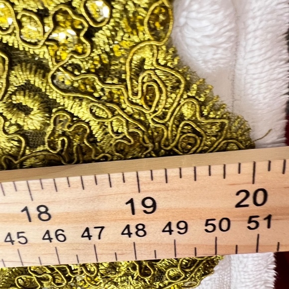 #A048   FT INC Olive Green Embroidered Mesh Top with High Neck, Sequins, XL - Picture 9 of 10